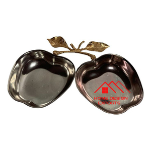 Plateau décoratif en forme de pomme Plateau de feuilles en aluminium 2024 Tendance Plateau décoratif en forme plaqué or pour mariage et fête - Product Image 1