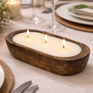 Best Fall Candle Brown <b>Wooden</b> Bowl Candle <b>Pumpkin</b> Dough Bowl Soy Wax Scented Candle - Product Image 1