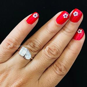 Anillos de compromiso Toi Et Moi con diamante certificado CVD IGI de Esmeralda y pera de oro macizo de 14K. Anillo de Compromiso Diamante Corte Esmeralda Pera - Product Image 5