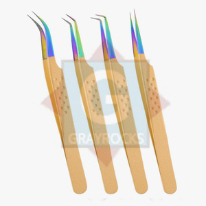 ชุดแหนบต่อขนตาคุณภาพสูงสีเทาแบบขายส่ง พร้อมโลโก้สั่งทำ วัสดุสแตนเลส รับประกัน 3 เดือน - Product Image 1