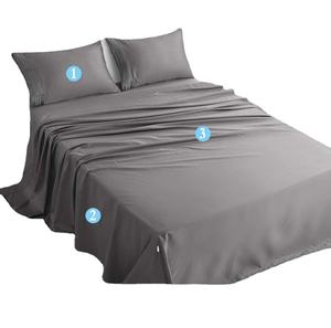 Juego de funda nórdica de satén de algodón 100% con colores personalizados y logotipo Kit de seis piezas de boda de estilo liso con conteo de hilos 500TC - Product Image 5