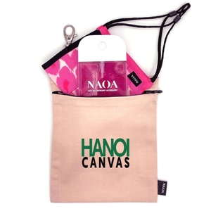 Eco-Friendly <b>Canvas</b> Makeup <b>Bag</b> with Zipper Closure Keychain Custom Printed Logo <b>Plain</b> Pattern BSCI Certified Vietnam Origin - Product Image 4