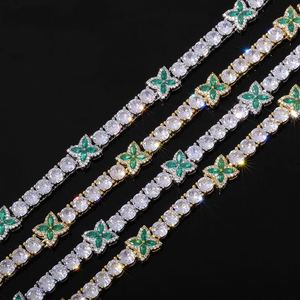 Conjunto de collar y pulsera de tenis con flores de moissanita estilo hip hop, lujoso y llamativo, para mujer, joyería hip hop, regalo para bodas y fiestas. - Product Image 3