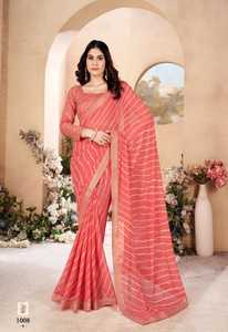 Saree imprimé Leheriya en soie douce de dernier créateur par FabZone - Product Image 4