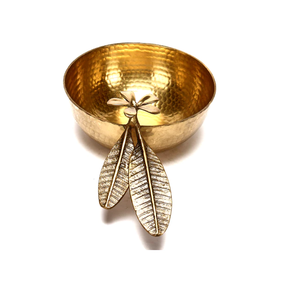 Cuenco de latón hecho a mano para servir, diseño de ensalada, diseño atractivo de forma redonda dorada, uso hecho a mano para diseño de hojas de flores - Product Image 6