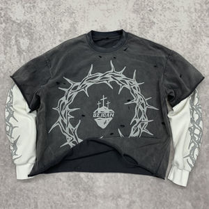 Camiseta Boxy Personalizada con Serigrafía para Hombre, 300gsm, Algodón Lavado, Estilo Urbano Vintage, Lavado Ácido, Doble Capa, Manga Larga - Product Image 3