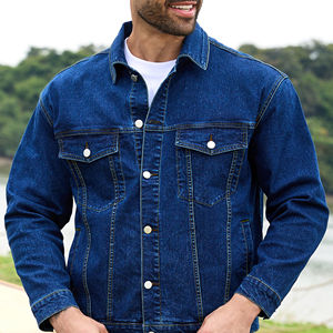 Chaqueta Vaquera Azul Desgastada Clásica de Alta Calidad con Logotipo Personalizado al por Mayor, Chaquetas Vaqueras Personalizadas para Hombre - Product Image 3