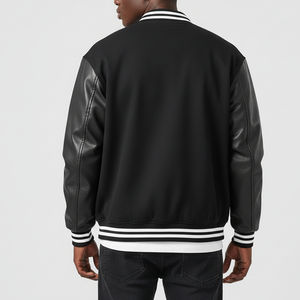 Veste de baseball vintage sur mesure pour homme, taille plus, style long, logo brodé, manches en cuir, veste universitaire - Product Image 2