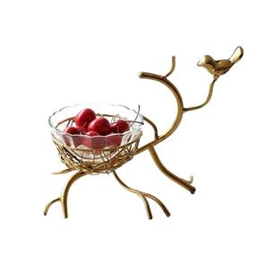 Stylish design Candy Bowl Glass With Metal Stand Wire <b>mesh</b> Fruits Bowl Fancy Finished Beautiful <b>Gold</b> color <b>Top</b> Selling tabletop - Product Image 1