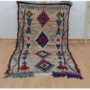 Auténtica Alfombra Marroquí Hecha a Mano, Boucherouite, Estilo Bohemio, Colorida, Vintage, Decoración Artesanal del Atlas - Product Image 1