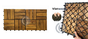 Dalles de terrasse en bois d'acacia vietnamien GV-012A, imperméables, antidérapantes, design contemporain, finition mate, à emboîtement, pour extérieur - Product Image 2