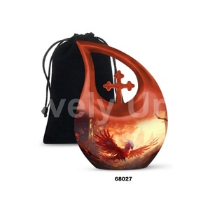 Hermosa urna negra de cremación de pájaro Fénix para cenizas humanas, urna cruzada decorativa con bolsa de terciopelo gratis - Product Image 3