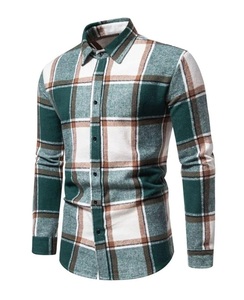 เสื้อเชิ้ตผ้าฟลานเนลผู้ชายคุณภาพสูง 100% ผ้าฝ้าย ระบายอากาศได้ดีและเป็นมิตรต่อสิ่งแวดล้อม แขนยาว ลายตาราง ดีไซน์ใหม่สำหรับฤดูใบไม้ผลิ - Product Image 2