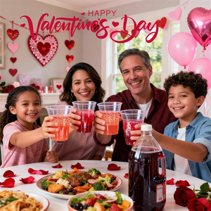 Vasos Desechables de Plástico Transparente de 14 oz para el Día de San Valentín, Libres de BPA, Ecológicos, con Diseño de Corazón Rojo, Biodegradables y Reciclables - Product Image 2