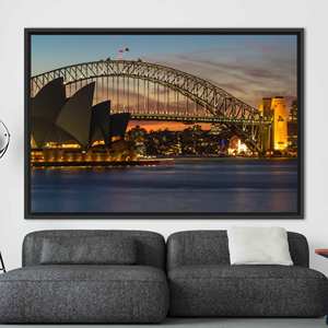 Obra de arte impresa en lienzo del Jardín Botánico Real, vista de Sídney, 1P: con marco negro - Product Image 1