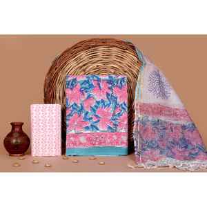 Traje Tradicional de Algodón Kantha con Estampado a Mano, Salwar Kameez con Dupatta Kota Doria, Estilo Pintado a Mano para Bodas - Product Image 1