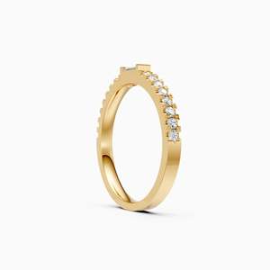 Bague empilable délicate en diamant de culture éthique taille baguette Bliss |   0,36 ct rond en or jaune, blanc et rose 9 carats - Product Image 1