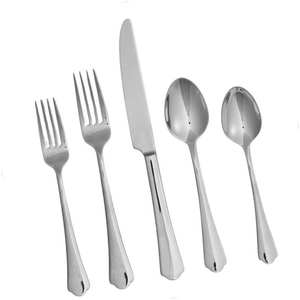 Sleek American Style Stainless Steel <b>Flatware</b> 5 Pcs Eco-Friendly Elegant Design Silver - Product Image 1