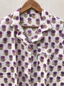 Conjunto de pijama indio con estampado a mano, ropa de dormir, traje para fiesta, conjunto de pijama floral hecho a mano, regalo de Navidad para ella - Product Image 6