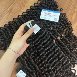 Extensiones de cabello humano de trama de máquina de color negro natural rizado Pixie vietnamita 16 pulgadas listo para enviar - Product Image 6