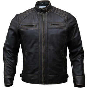 Men's High Street <b>Genuine</b> <b>Leather</b> Lightweight Slim Fit Casual Winter Casual Warm Biker <b>Jacket</b> Windproof Moto <b>Jacket</b> - Product Image 1