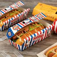 Boîte à hot-dogs personnalisée avec logo, boîte en papier jetable de qualité alimentaire pour les restaurants à emporter, les chariots de nourriture, les services de traiteur