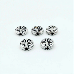 Abalorio espaciador Árbol de la Vida de Plata de Ley 925 de 9 mm, chapado en oro de 18 quilates, con gema de 3 mm, para fabricación de joyas - Product Image 2