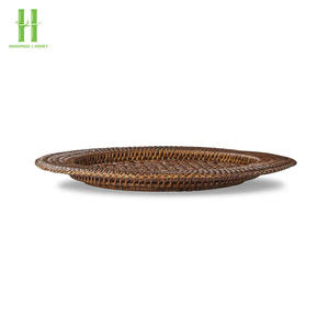 Hot Product Handwoven Rattan Charger Plate With Natural Bamboo Ideal For Elegant <b>Dinner</b> Table Or Catering Display From Vietnam - Product Image 2