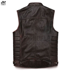 Plus Size <b>Casual</b> Winter Fashionable Sleeveless Men Leather Vest Breathable Genuine Leather <b>Waistcoat</b> V-neck Single Button - Product Image 3