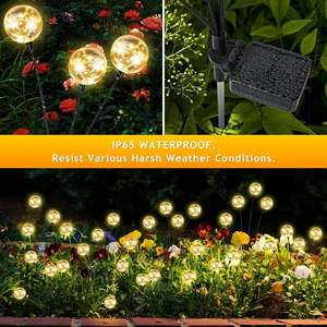 Lot de 4 lampes solaires à globe avec 16 LED 2700K blanc chaud, télécommande, indice de protection IP44, intensité réglable, angle de faisceau de 360° pour jardin extérieur, patio - Product Image 4