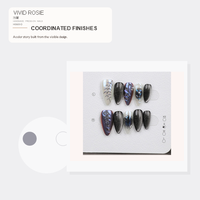 Ongles press-on faits à la main, longs, en forme d'amande, noir et blanc, iridescent, chrome, gothique, abstrait, à coller, pour femmes, 10 pièces