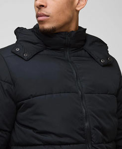 Chaqueta Bomber de Invierno para Hombre con Logotipo Personalizado, Capucha Desmontable, Cuello Alto, Acolchado Suave, Forro de Lana, Cierre de Cremallera, Resistente al Viento - Product Image 6