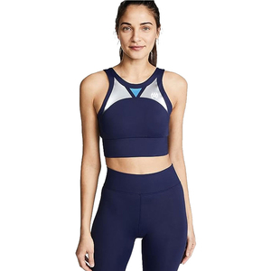 Soutien-gorge de sport en spandex respirant de haute qualité pour femmes grande taille sans fil couleur unie fermeture à glissière avant tissu en maille pour le fitness - Product Image 5