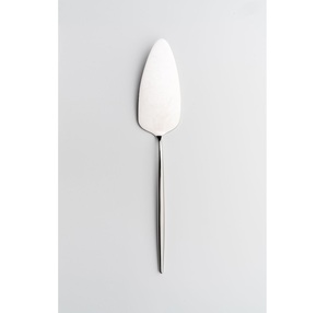 Servidor de pasteles de acero inoxidable con detalles artesanales elegantes y acabado de alta calidad para una cena refinada - Product Image 1