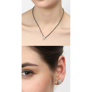 Compre un Conjunto de Mangalsutra de Plata Pura, Joyería Fina con Diamante de Corte Esmeralda Chapado en Oro, para Regalo de Boda o Fiesta para Esposa - Product Image 6