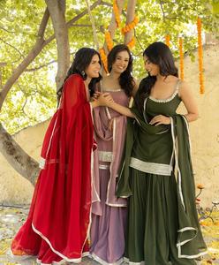 Style ethnique indien le plus à la mode Prêt-à-porter pour femmes Sharara Suit Dupatta Set Faux Georgette fantaisie pour Indien Pakistanais - Product Image 6