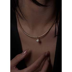 Solis Heart Diamond Pendant <b>Necklace</b> with Ribbed Design Elegant Diamond Charms - Product Image 4