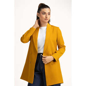 Blazer de Negocios WM-JKT-WS25-251, Corte Regular, Cierre de un Botón, Decoración con Bordado de Cristales, Terciopelo de Lana, Estampado Liso Largo - Product Image 3