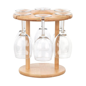 Premium Eco-Friendly Wooden <b>Wine</b> Bottle Glasses Holder for Travel Use 6 Glasses & 1 Bottle Capacity - Product Image 1