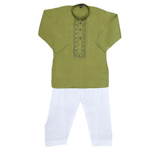 Traje Kurta Shalwar Bordado para Niños - Verde - Product Image 1