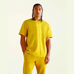 Toptan kenevir giyim üreticisi özel yarım kollu tişörtleri rahat Fit erkekler için 100% organik kenevir kumaş pamuk T Shirt