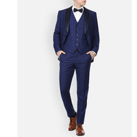 Costume de mariage 3 pièces de luxe pour homme, qualité supérieure, coupe ajustée, couleur unie, respirant, en laine/soie, anti-plis, blazer de smoking pour soirée