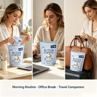 OEM ODM Mélange de café au beurre 25g Protéines 10g Collagène 20 portions Marque privée Prix usine Vente en gros