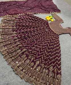 Fantaisie georgette séquence travail lehenga choli avec dupatta vêtements de fête prix de gros vêtement ethnique surat fabrication apparelgarment - Product Image 4