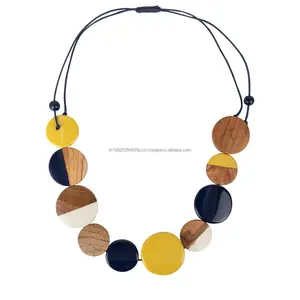 Women Statement Necklaces Pendants Wood Beads Chokers Necklace Costume