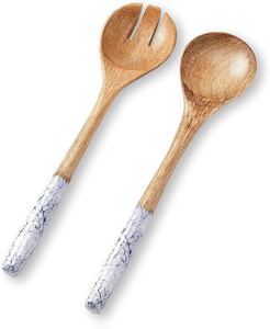 Service à salade en bois lot de 2 avec finition naturelle pour la maison hôtel restaurant mariage événement vaisselle ensemble de couverts en bois - Product Image 6