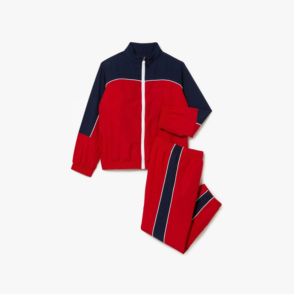2025 Wholesale Boys Track Suits Set Young Athletes Practical 100% Nylon Windbreaker Newest Color Block Elasticized Wrists Solid