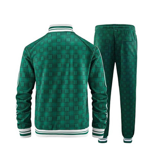 <b>Men</b> Tracksuits Full-zip Long Sleeve Plaid <b>Track</b> <b>Jackets</b> and Pants 2 Piece - Product Image 3