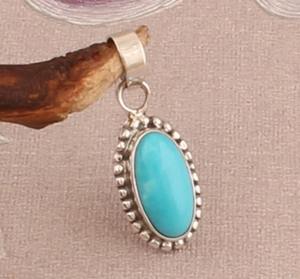 จี้925รูปวงรีสีฟ้าเทอร์ควอยส์ธรรมชาติขนาด9x15มม. จี้เงินแท้ทำมือสำหรับผู้หญิงเครื่องประดับของขวัญ - Product Image 6