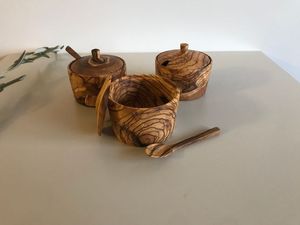 Envases de azúcar de madera hechos a mano de color natural de diseño ventajoso y ollas estándar recién llegado azucarero de madera de la India - Product Image 3